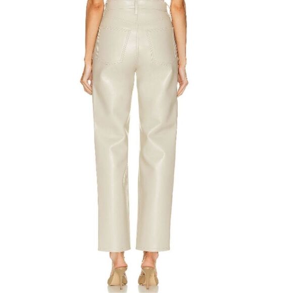 Agolde Beige Recycled Leather 90's Pinch Waist Pants - Picture 2 of 6